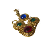 Chanel CHANEL bracelet ~ medallions with Ruby-Red emerald green &amp; sapphire blue glass CABOCHONS