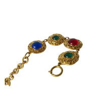 Chanel CHANEL bracelet ~ medallions with Ruby-Red emerald green &amp; sapphire blue glass CABOCHONS