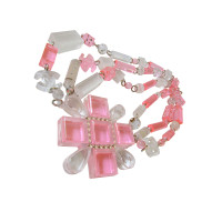 Chanel Le chewing-gum CHANEL rose cross chaîne avec poussière étoile & perles Swarovski