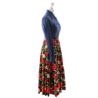 Yves Saint Laurent Poppy skirt with blue linen blouse