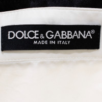 Dolce & Gabbana Blouse blanche à manches longues avec des contrastes noirs