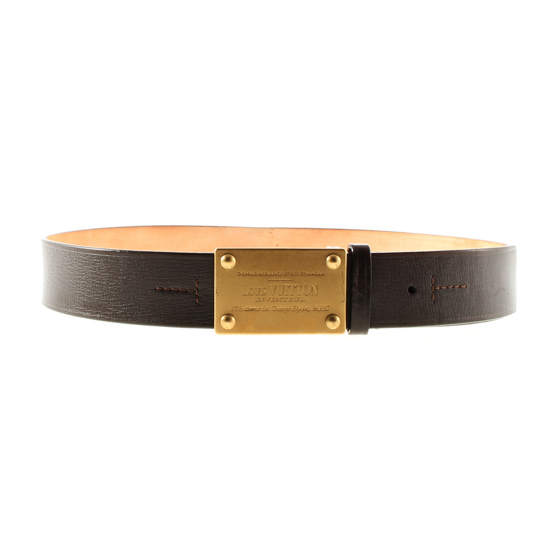 Louis Vuitton Brown leather belt &quot;INVENTEUR UTAH&quot; - Buy Second hand Louis Vuitton Brown leather ...