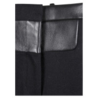 Céline Pantalon de laine noire avec des inserts en cuir