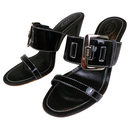 Tod's TOD'S BB´S SANDALS IN BLACK WITH SILVER CLASP