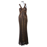Barbara Schwarzer Evening dress Brown with sequins and crossed straps
