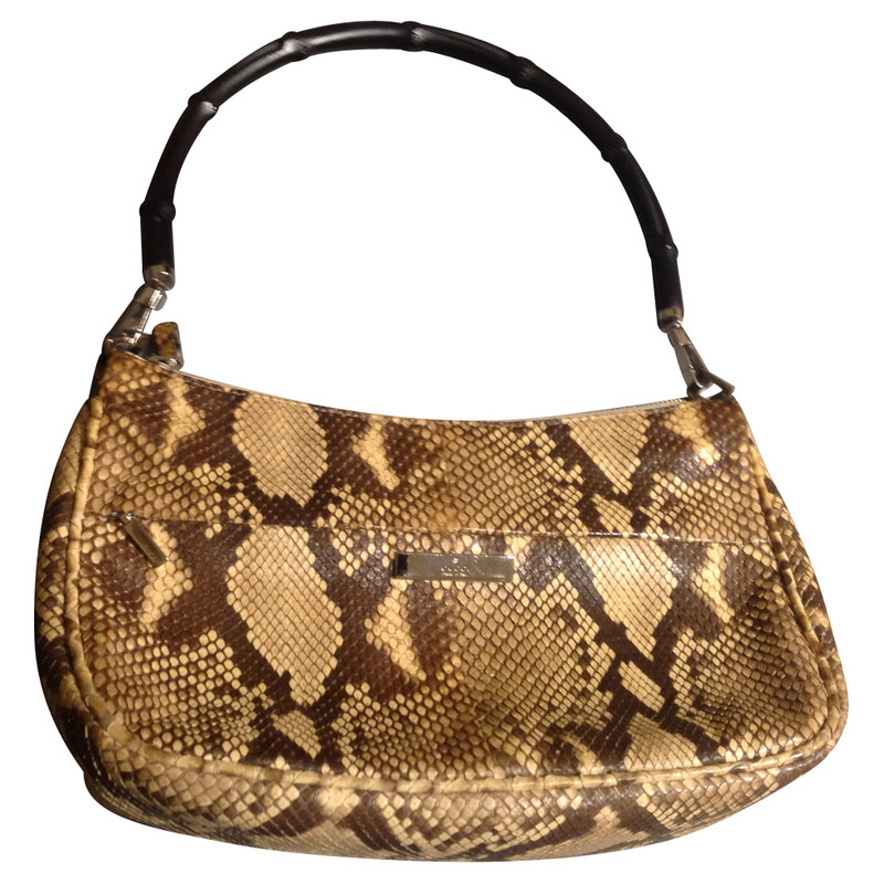 Gucci Snake leather bag with bamboo decoration 