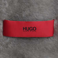 Hugo Boss Cappotto grigio chiaro in pelle di agnello