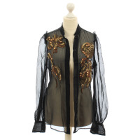 Yves Saint Laurent Transparent blouse with embroidery in gold