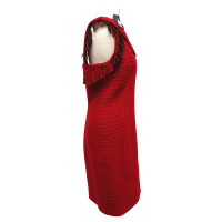 Chanel Robe en laine rouge avec cuir 