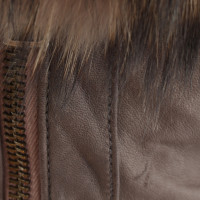 Giorgio Brato Leather coat with fur trim