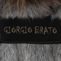 Giorgio Brato Leren jas met bont trim