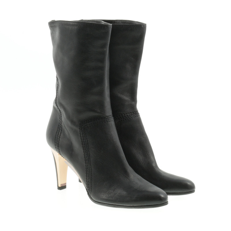 Jimmy Choo Black leather ankle boots with Gold-heels