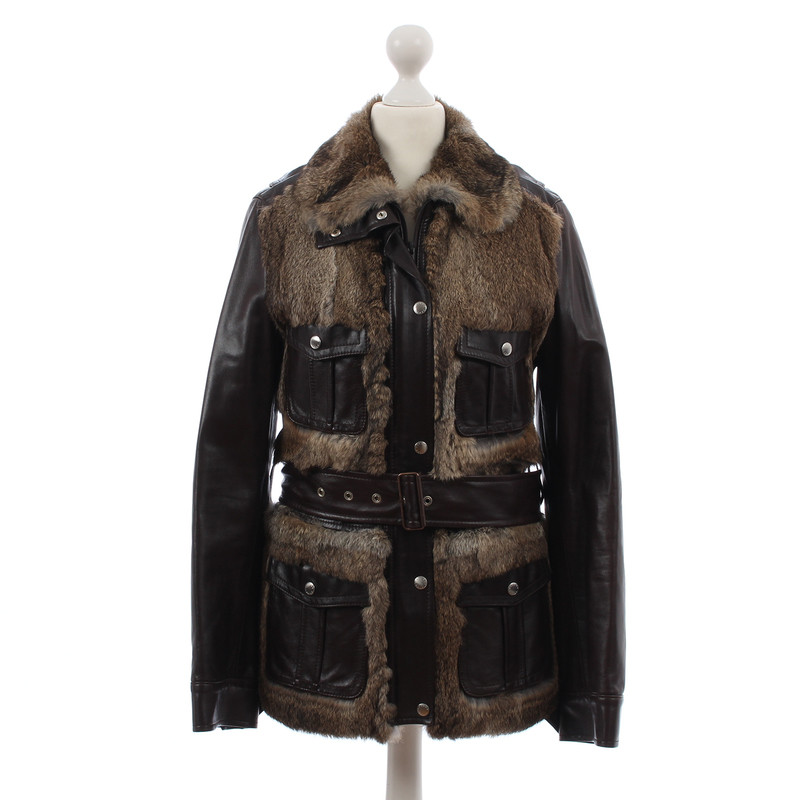 Escada Leather jacket with fur