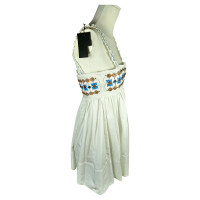 Dsquared2 Weißes Kleid mit Schmuckstein-Besatz