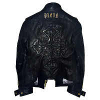 Philipp Plein Leather jacket with zippers 