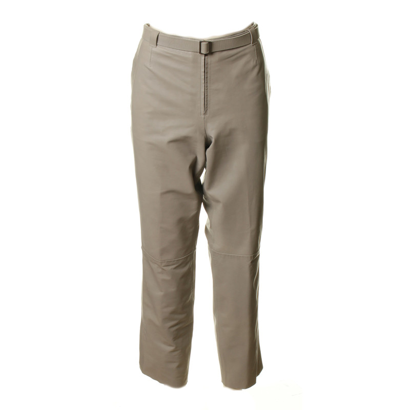 Armani Pantaloni di pelle in pietra grigia 