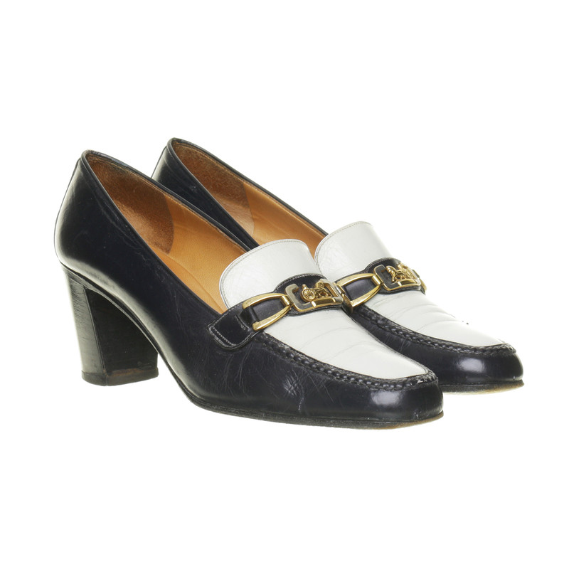 Céline Pumps in Blau und Weiß