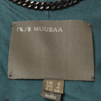 Muubaa Lederen jas in groenblauw