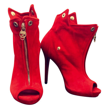 Alexander McQueen Red ankle boots