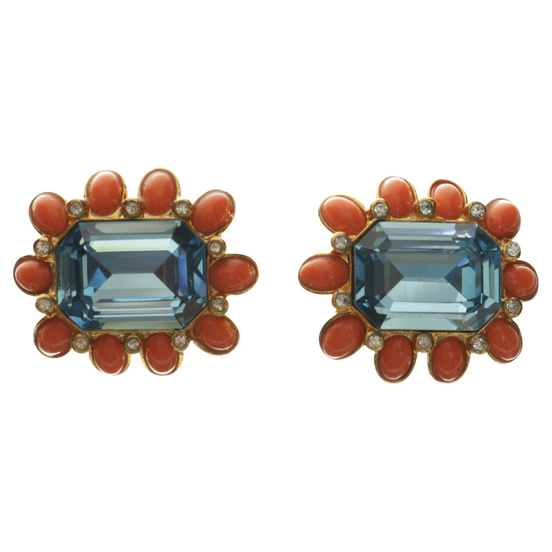 Kenneth Jay Lane Clip earrings with gem trim