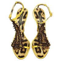 Roberto Cavalli Sandals with real leather and glass beads