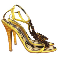 Roberto Cavalli Sandals with real leather and glass beads
