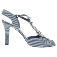 Fendi High heel sandal in blue and white