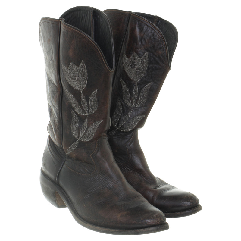 Golden Goose Cowboy boots with Tulip embroidery