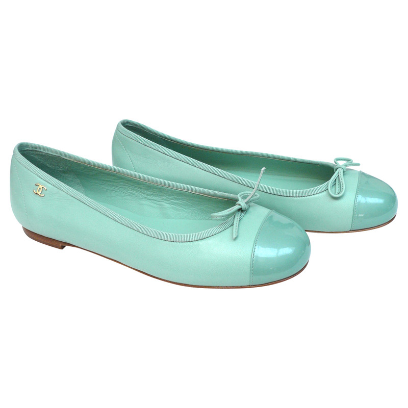 Chanel Ballerinas in turquoise Green