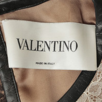Valentino Garavani Robe en dentelle avec garniture en cuir