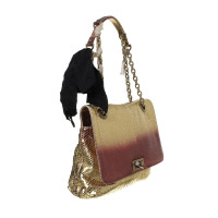 Lanvin Tote in gold and Red reptile leather 