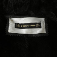 Plein Sud Leather coat with fur trim