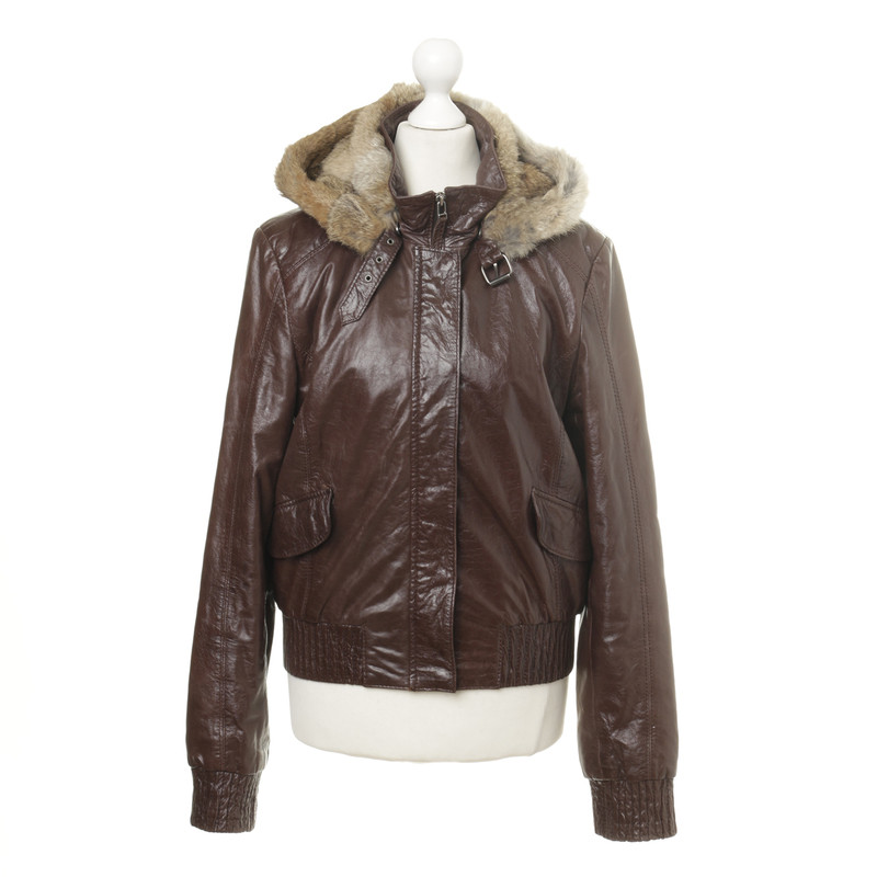 Other Designer Milestone - leather jacket with fur hood