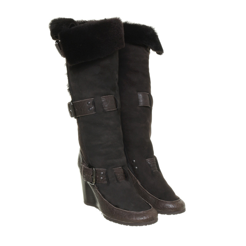 Fendi Sheepskin boots with wedge heels