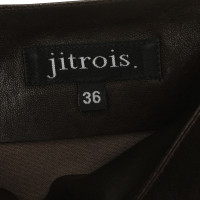 Jitrois Pantalon en cuir en brun foncé