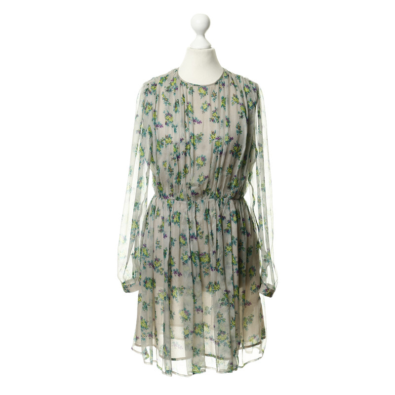 Msgm Silk dress with a floral pattern