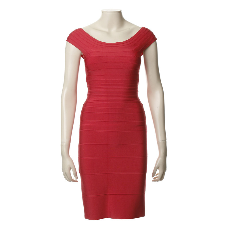 Hervé Léger Texturiertes Kleid in Rot