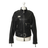 Philipp Plein Leather jacket with "peace" rivets for files