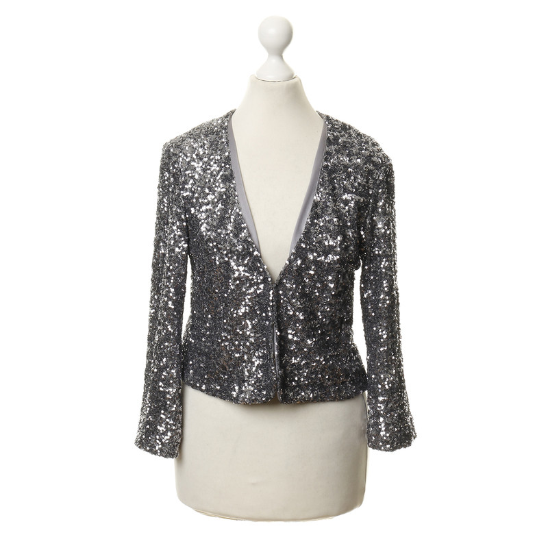 Velvet Bolero d'argento con paillettes trim