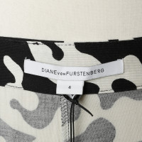 Diane Von Furstenberg Zijden broek in wit zwart