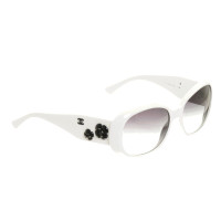 Chanel Witte zonnebril met bloem detail