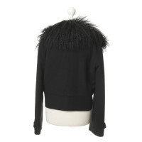 Ferre Black jacket with rabbit fur trim