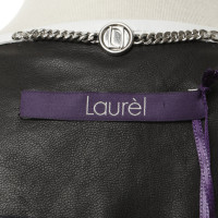 Laurèl Veste en cuir noir avec passepoil blanc