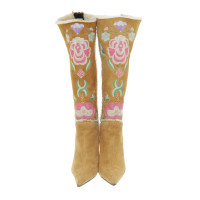 Casadei Suede boots with colorful floral embroidery