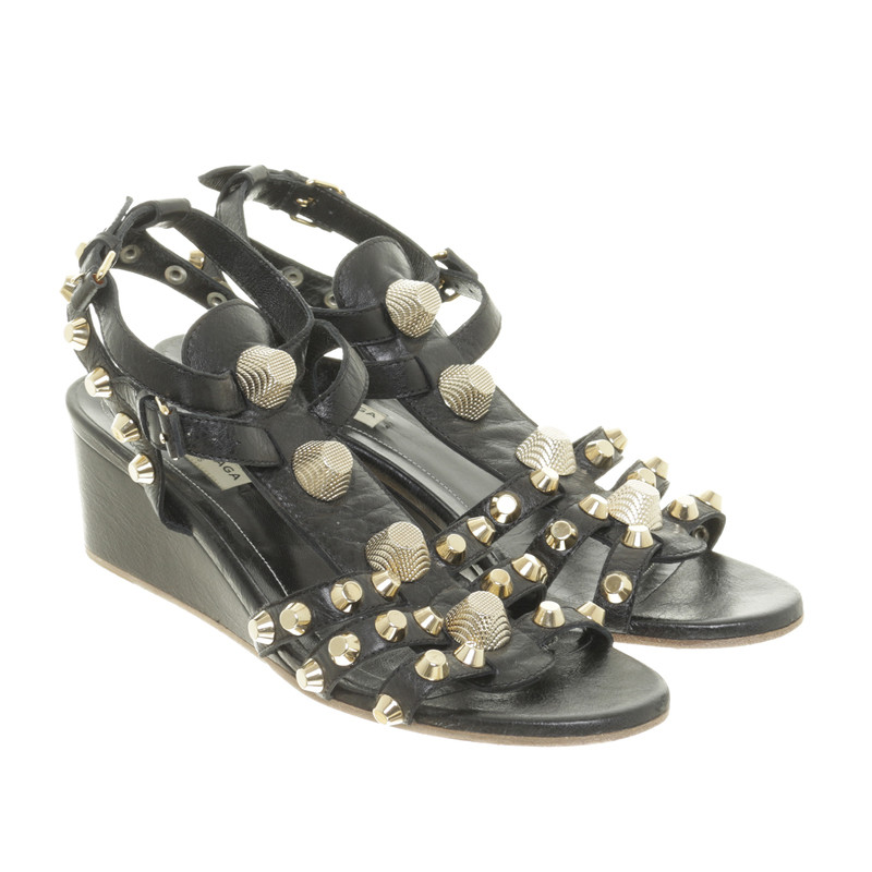 Balenciaga Wedge sandal with studs trim