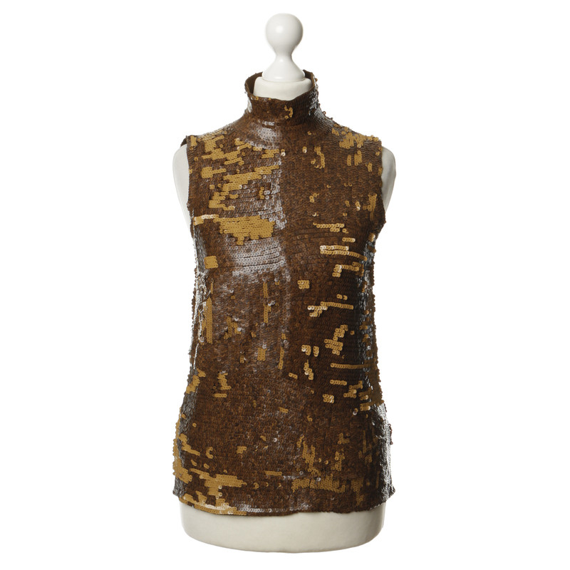 Donna Karan Sequin top in rust brown