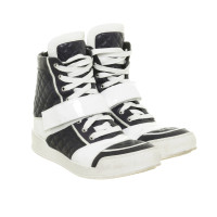 Balmain Hoge-top sneaker in blauw en wit