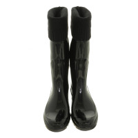 Dolce & Gabbana Rubber boots with knit trim