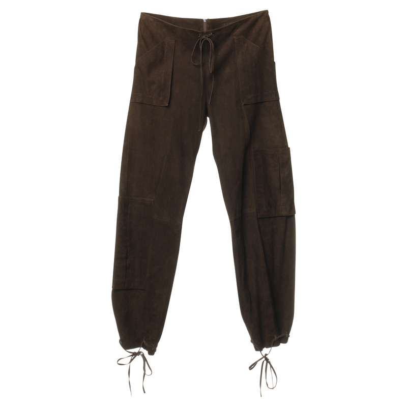 Jitrois Pantalon en cuir brun