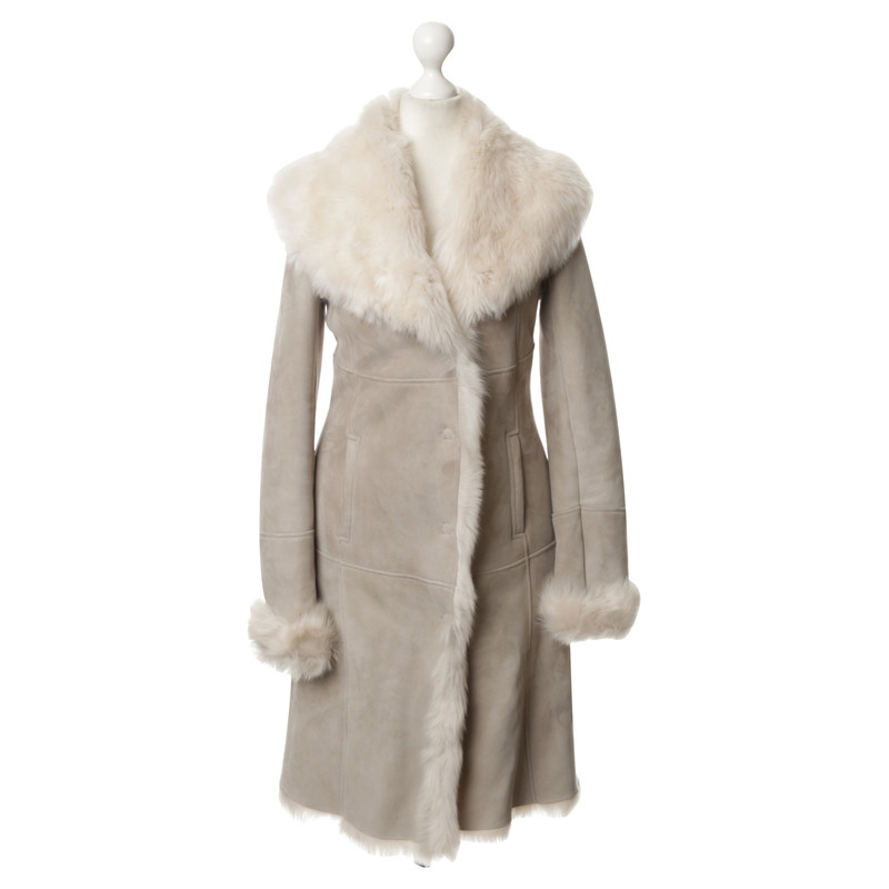 Patrizia Pepe Leather coat with fur lining
